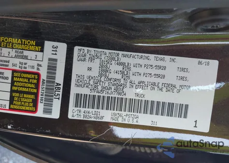 2018 Toyota Tundra 1794 5.7L V8 from USA, damaged, VIN 5TFAW5F16JX770034